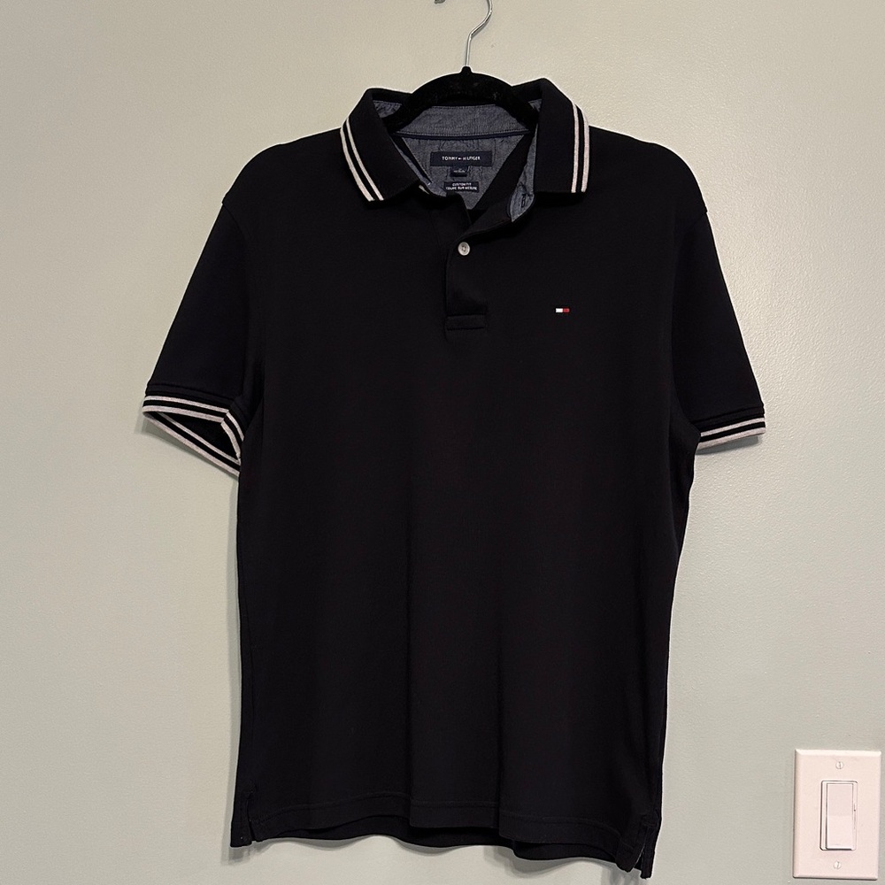 Tommy Hilfiger Men’s Tipped Polo Shirt - Black - Medium